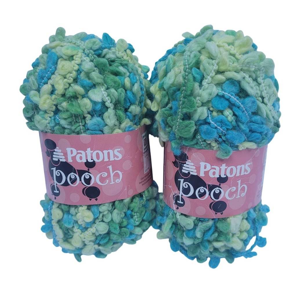 Patons Yarn Pooch Teal Leaves 65210 Textured Fun‎ Yarn 2 Skeins
